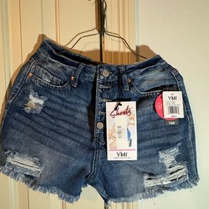 Distressed YMI  button fly denim jeans shorts size 9 or 29